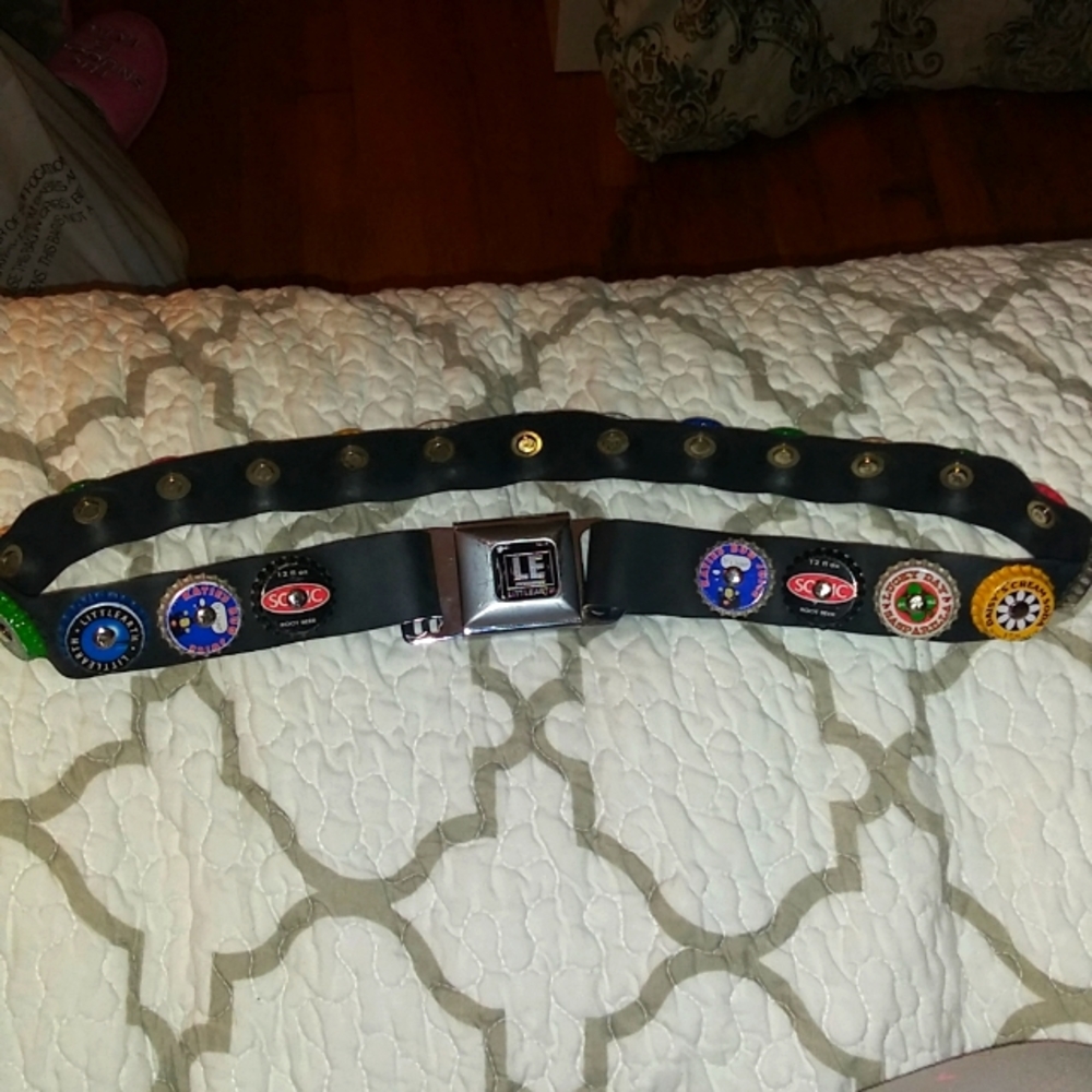 Retro bottle cap belt. 36 inches in length